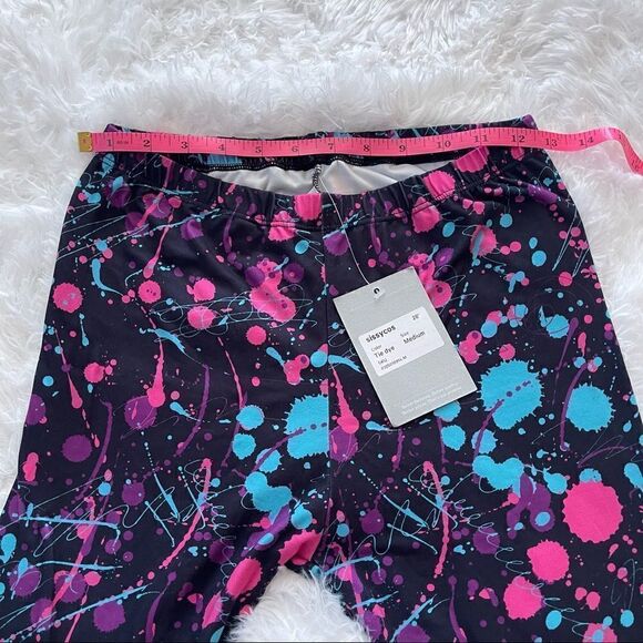 Sissycos 80s Black Artistic Splash Printed Stretchy Leggings; SZ M; BNWT - Picture 5 of 9